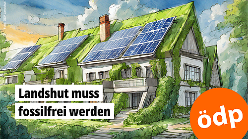 Reihenhaussiedlung mit Dachbegrünung und PV